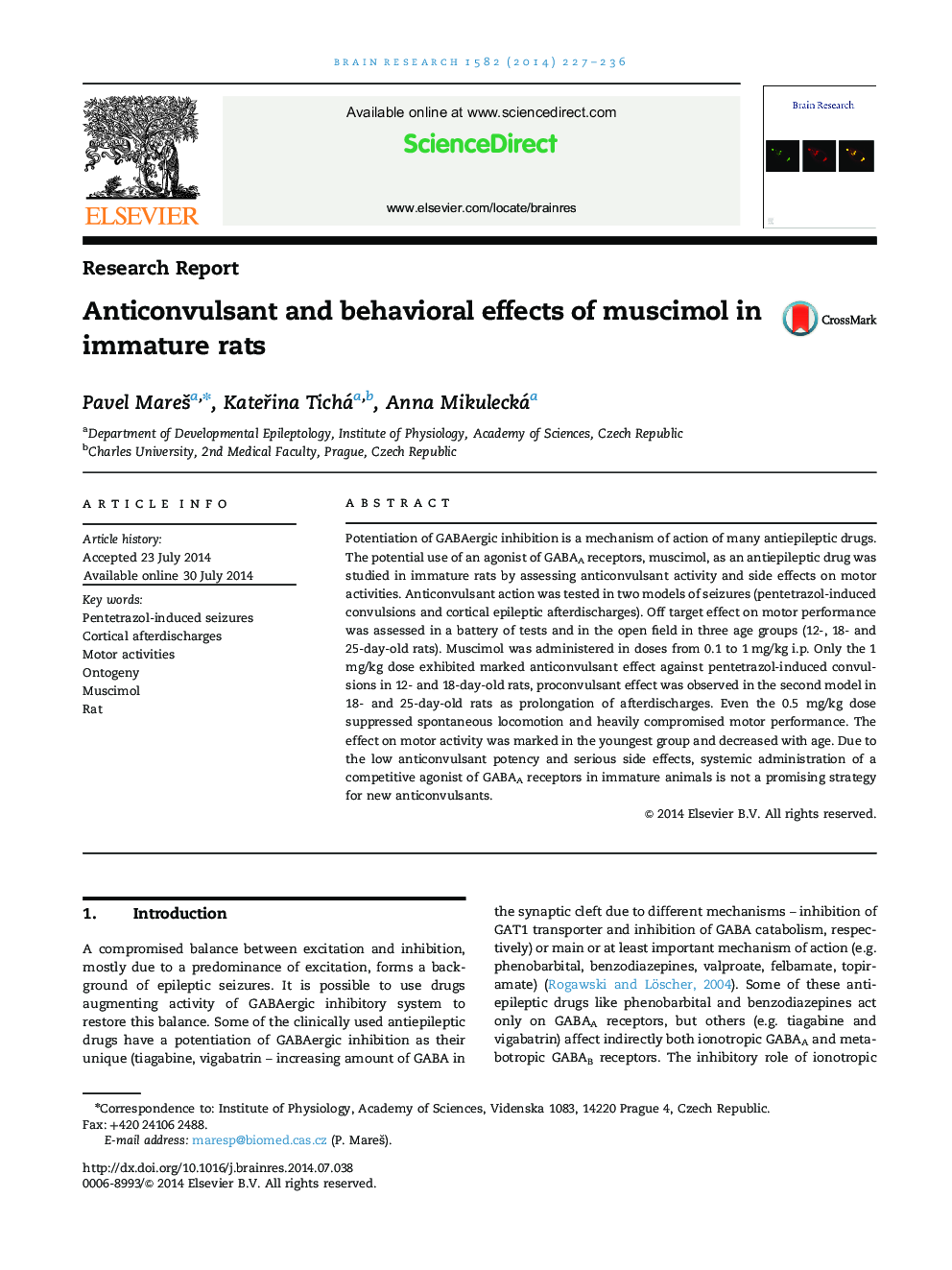 Anticonvulsant and behavioral effects of muscimol in immature rats