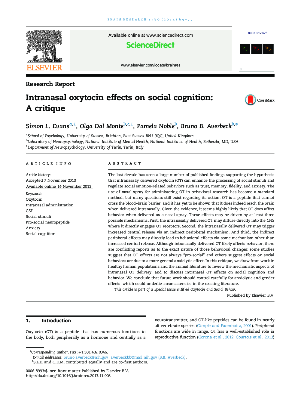 Intranasal oxytocin effects on social cognition: A critique