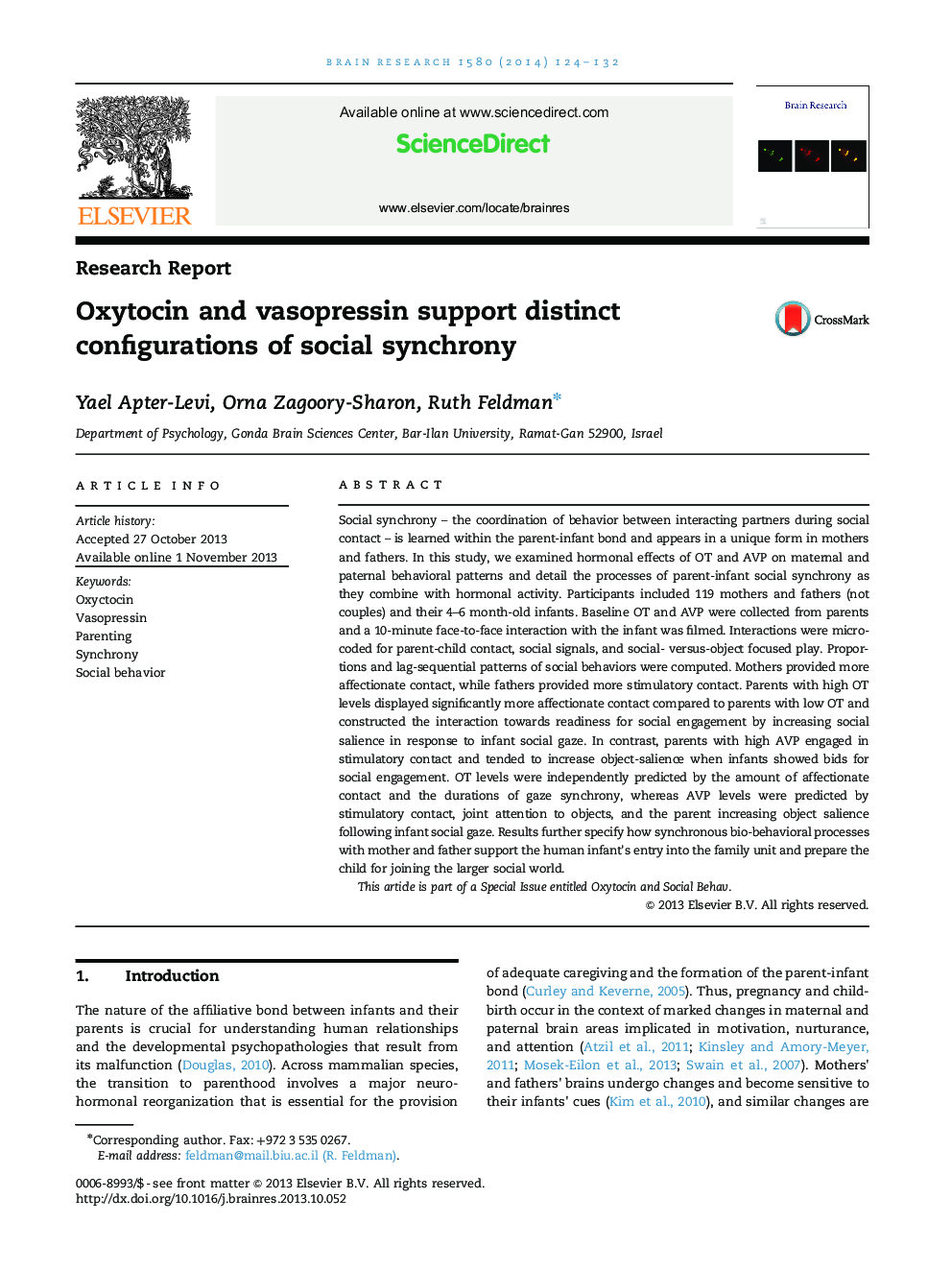 Oxytocin and vasopressin support distinct configurations of social synchrony