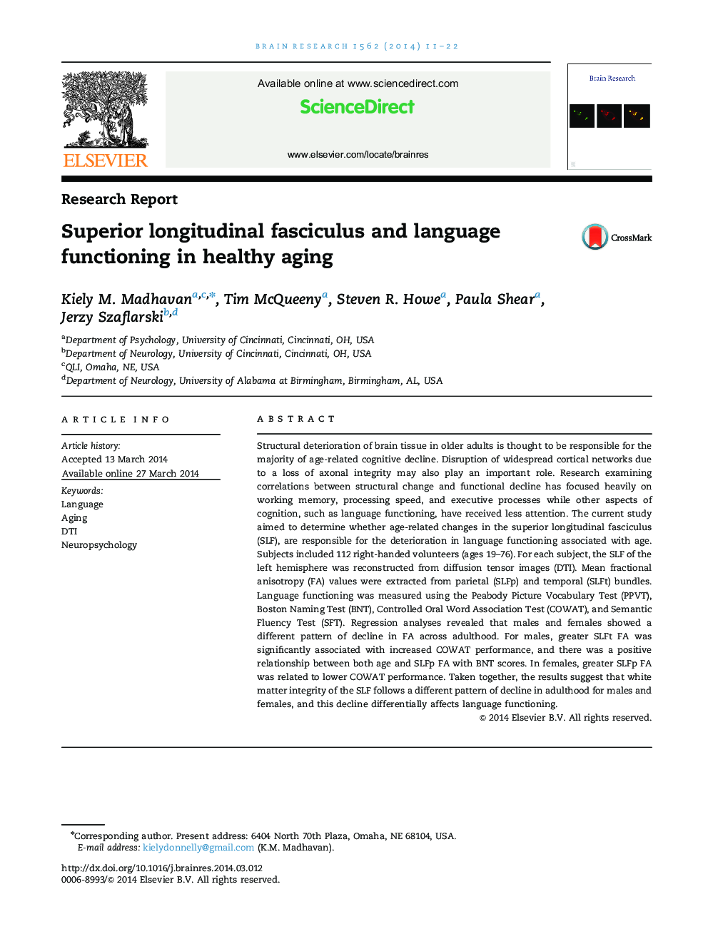 Superior longitudinal fasciculus and language functioning in healthy aging