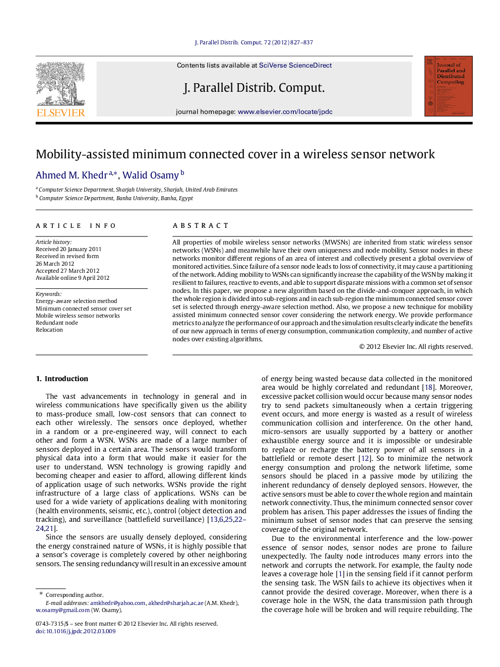 Mobility-assisted minimum connected cover in a wireless sensor network