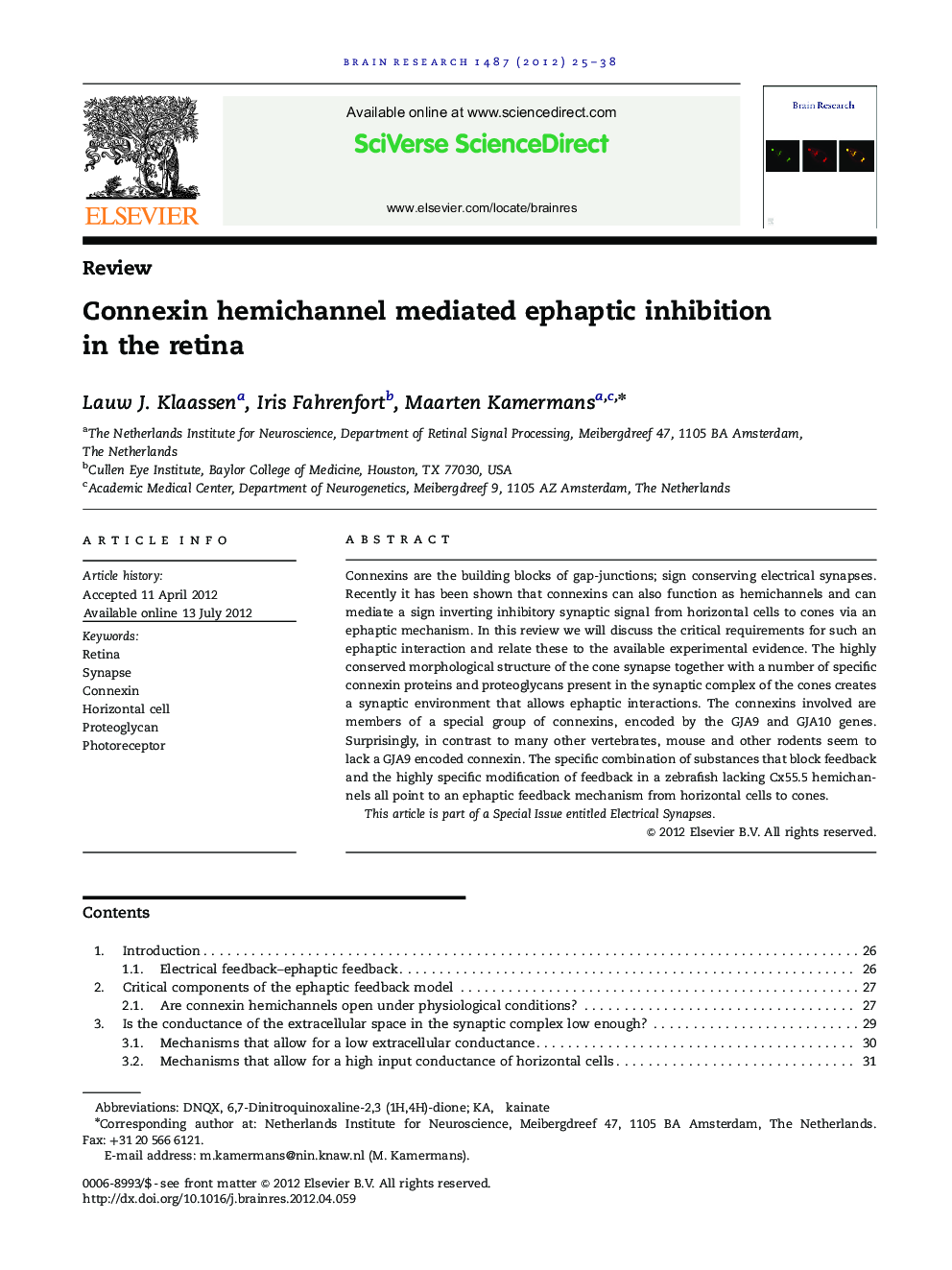 Connexin hemichannel mediated ephaptic inhibition in the retina