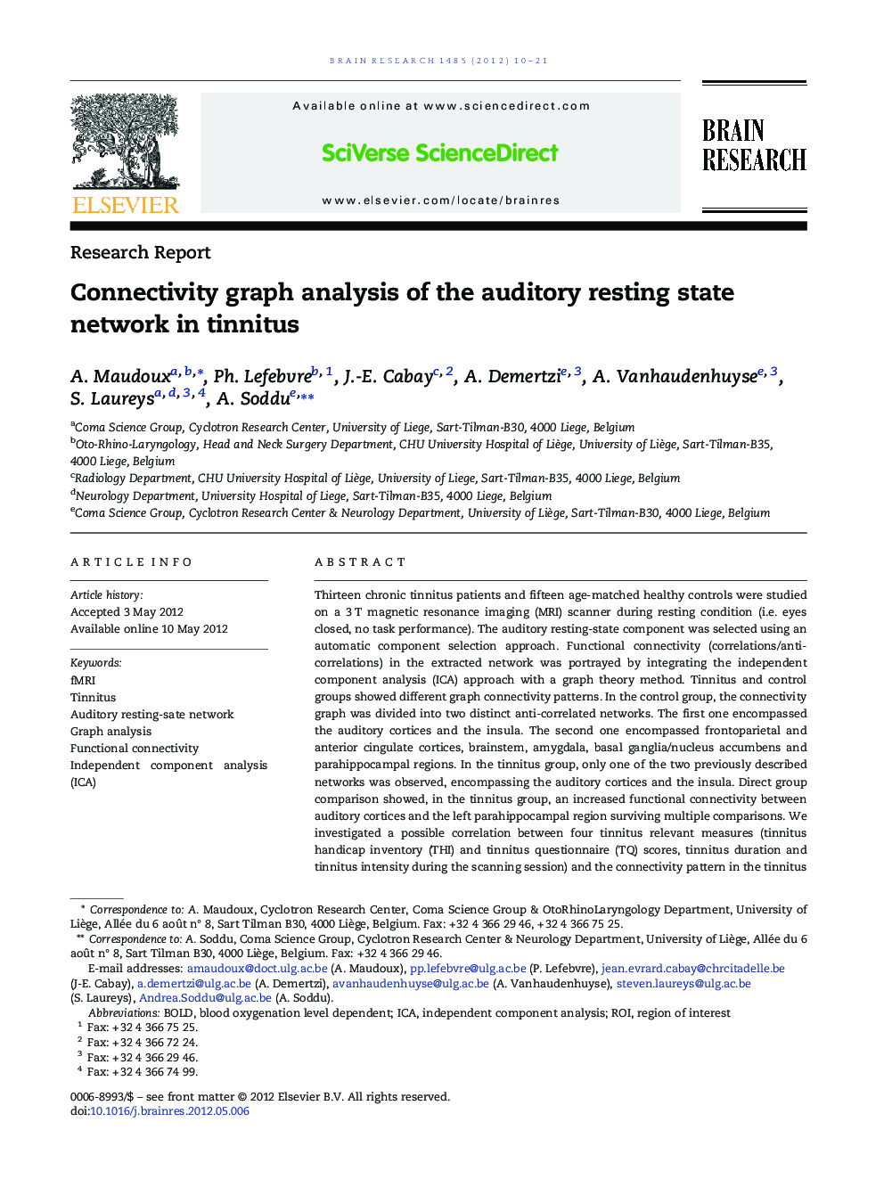 Connectivity graph analysis of the auditory resting state network in tinnitus