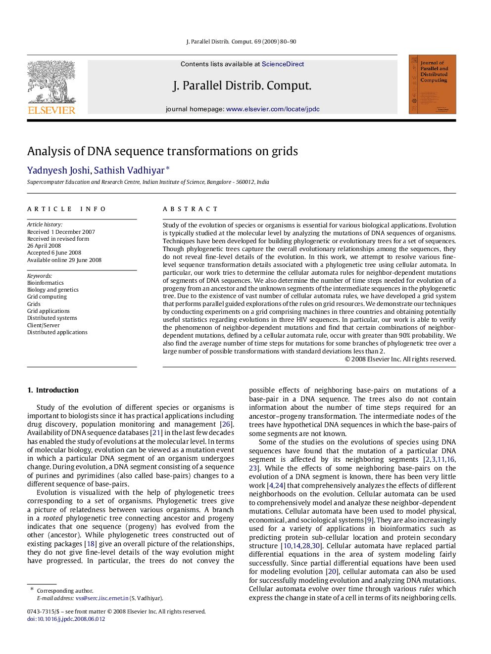 Analysis of DNA sequence transformations on grids