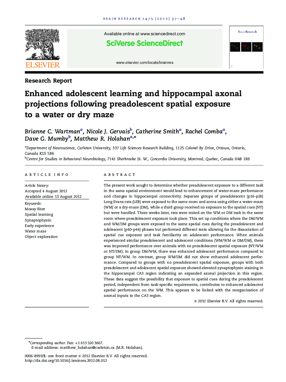 Enhanced adolescent learning and hippocampal axonal projections following preadolescent spatial exposure to a water or dry maze