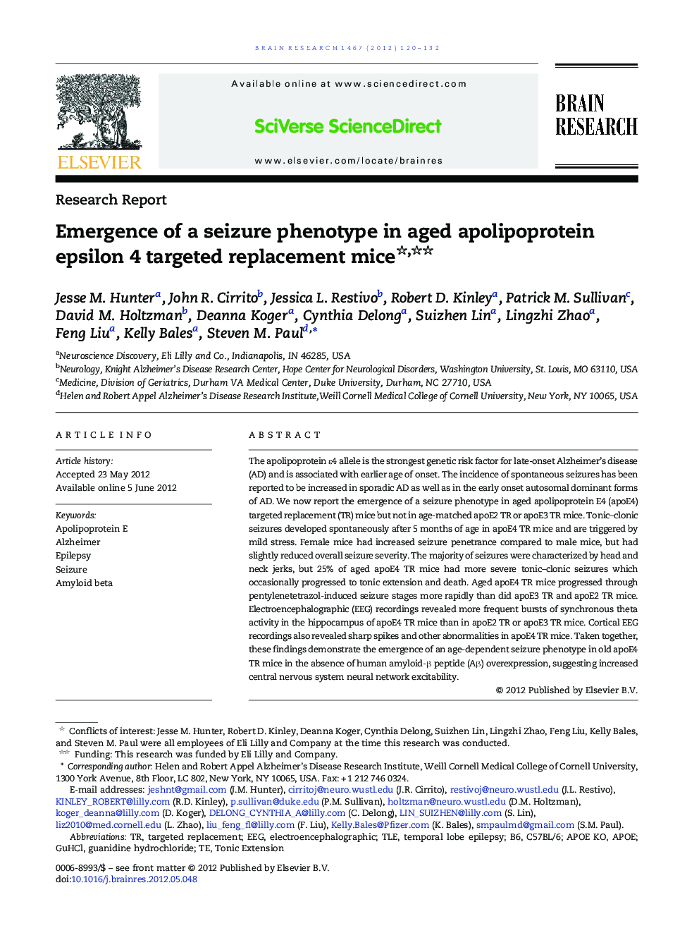 Emergence of a seizure phenotype in aged apolipoprotein epsilon 4 targeted replacement mice 