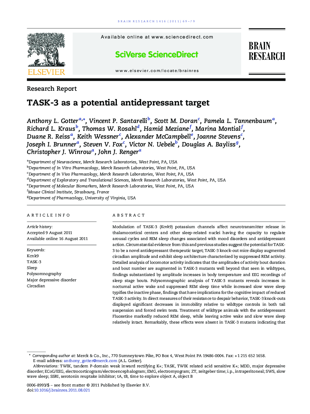 TASK-3 as a potential antidepressant target