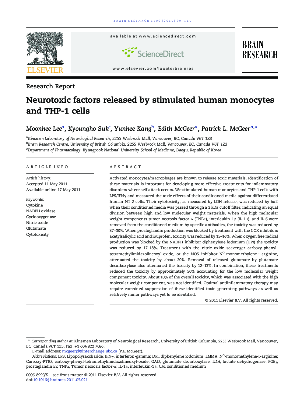 عکس صفحه اول مقاله: Neurotoxic factors released by stimulated human monocytes and THP-1 cells Neurotoxic factors released by stimulated human monocytes and THP-1 cells
