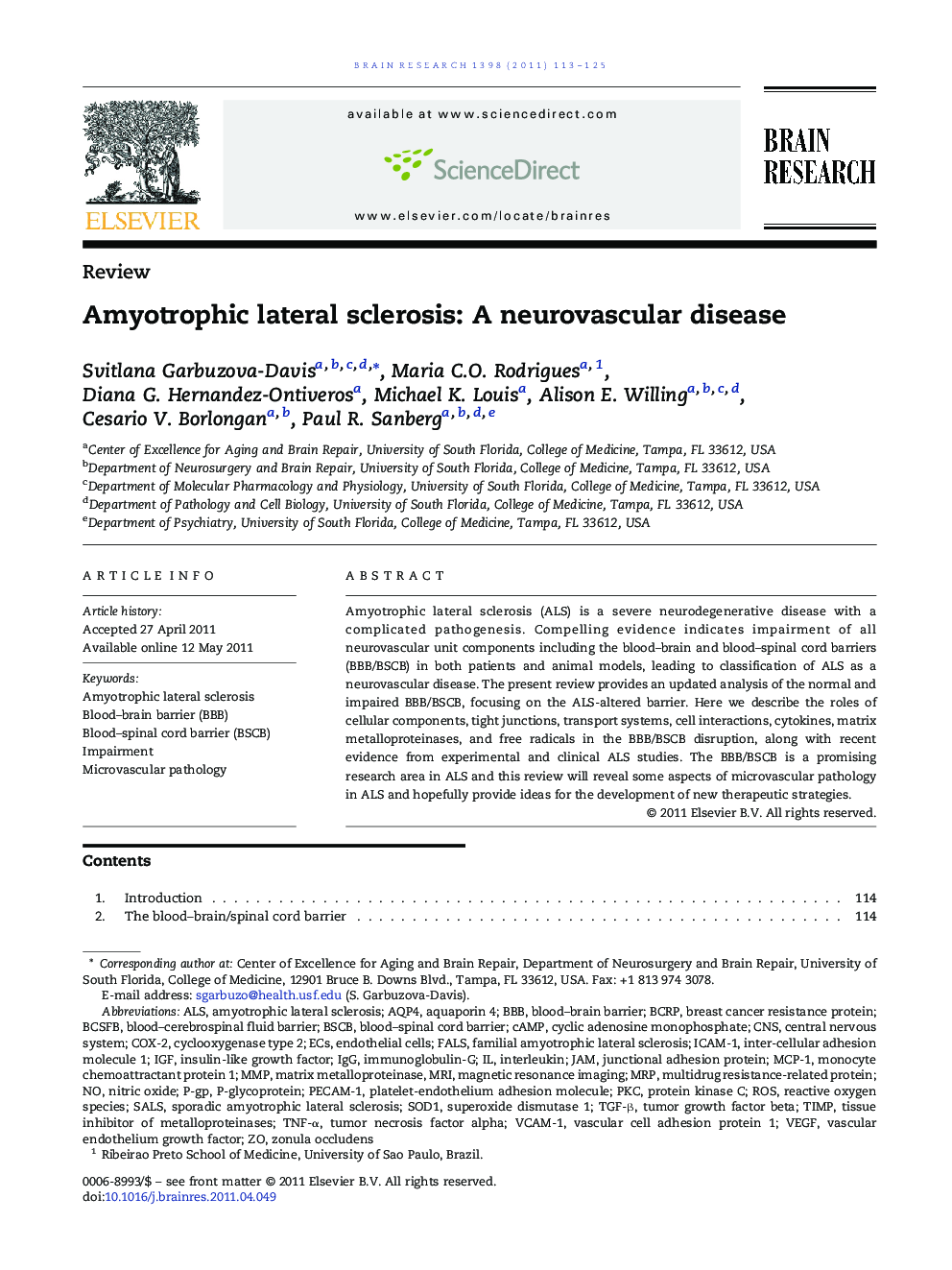 Amyotrophic lateral sclerosis: A neurovascular disease