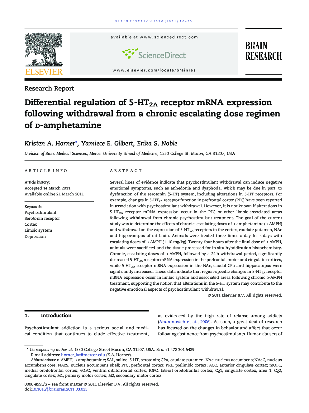 Differential regulation of 5-HT2A receptor mRNA expression following withdrawal from a chronic escalating dose regimen of d-amphetamine