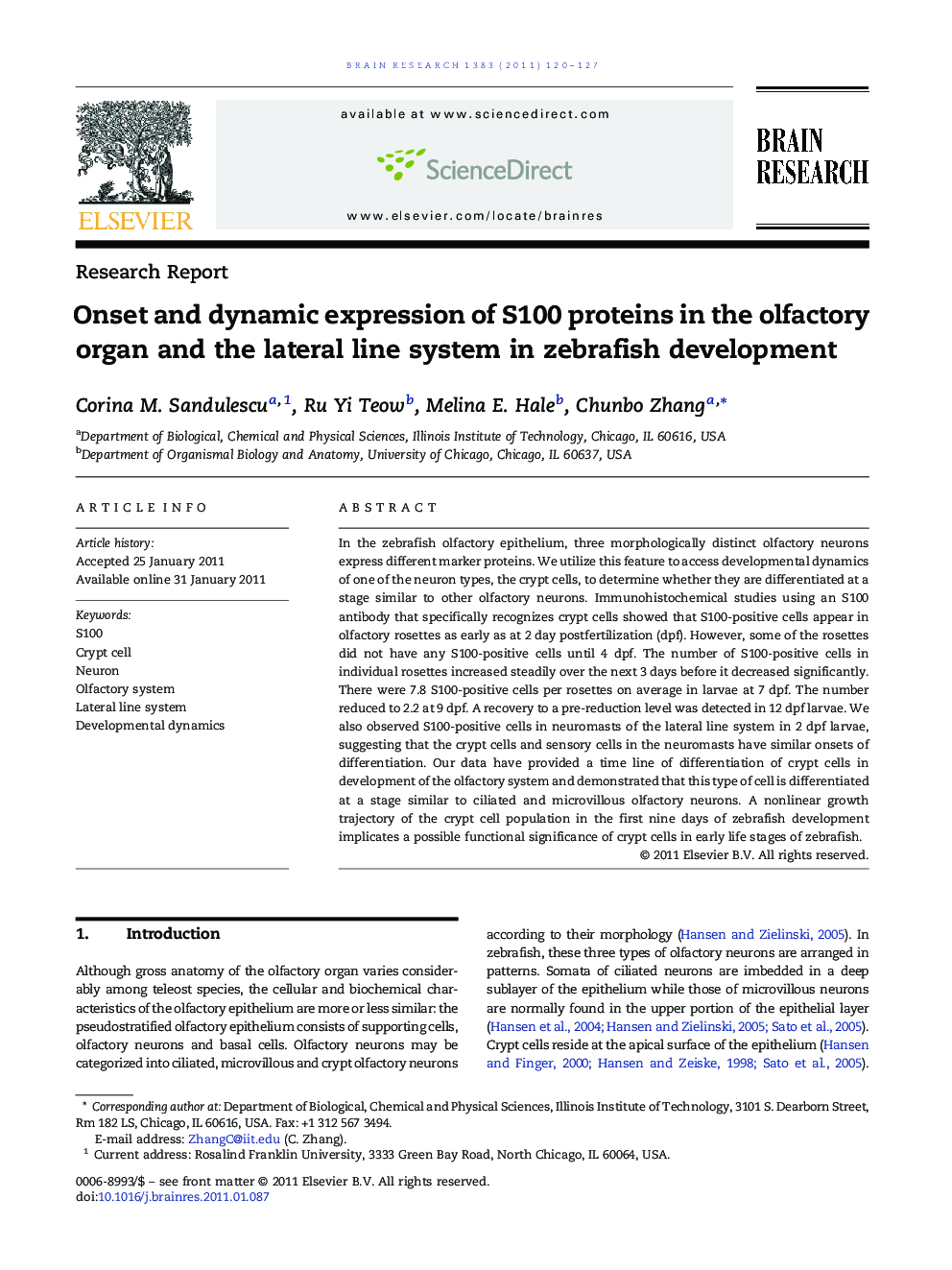 Onset and dynamic expression of S100 proteins in the olfactory organ and the lateral line system in zebrafish development