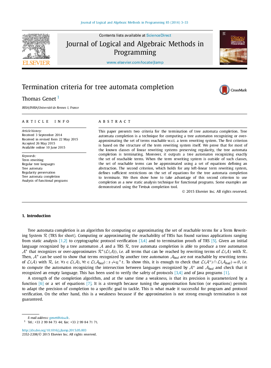 Termination criteria for tree automata completion