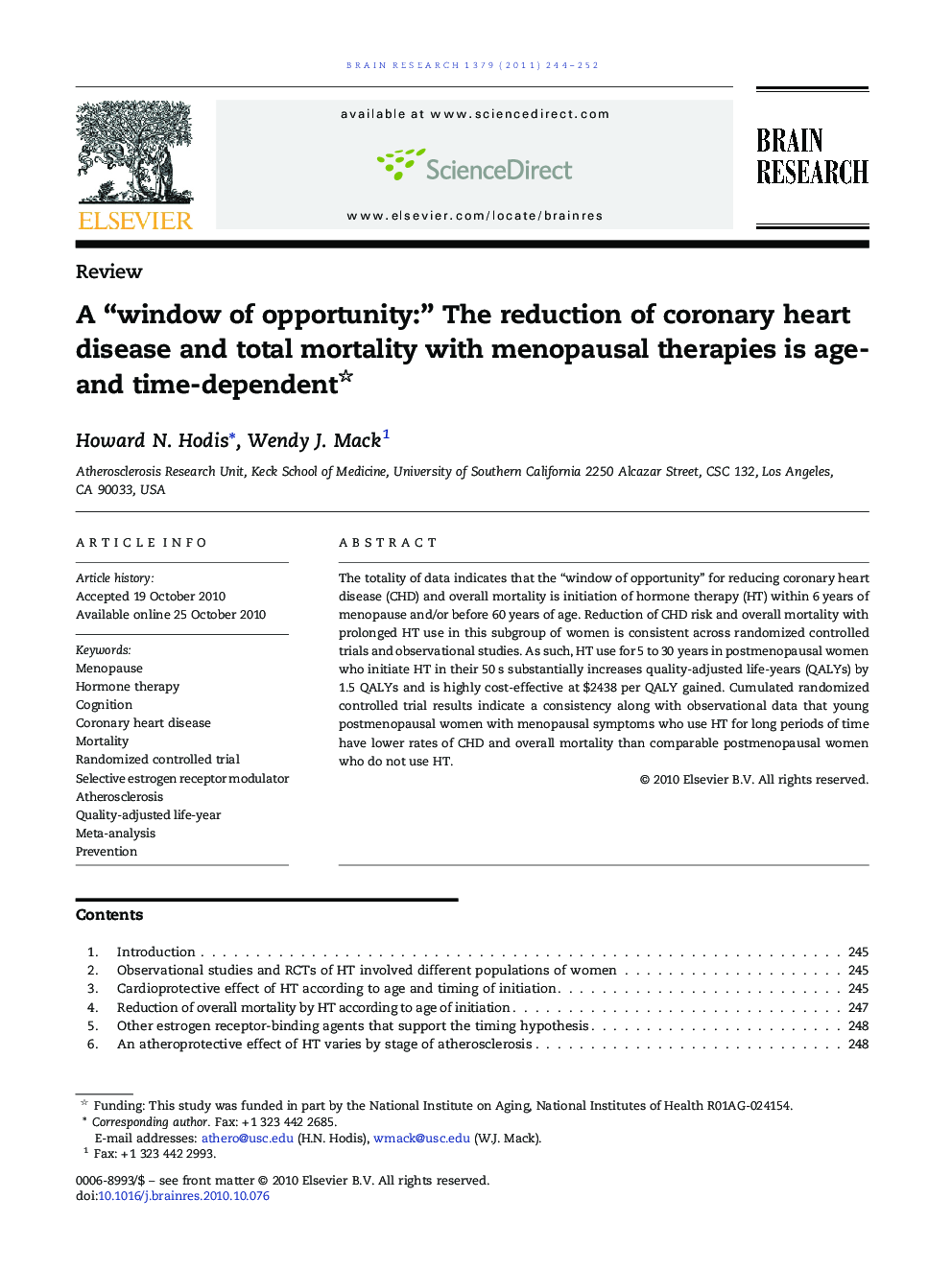 A “window of opportunity:” The reduction of coronary heart disease and total mortality with menopausal therapies is age- and time-dependent 