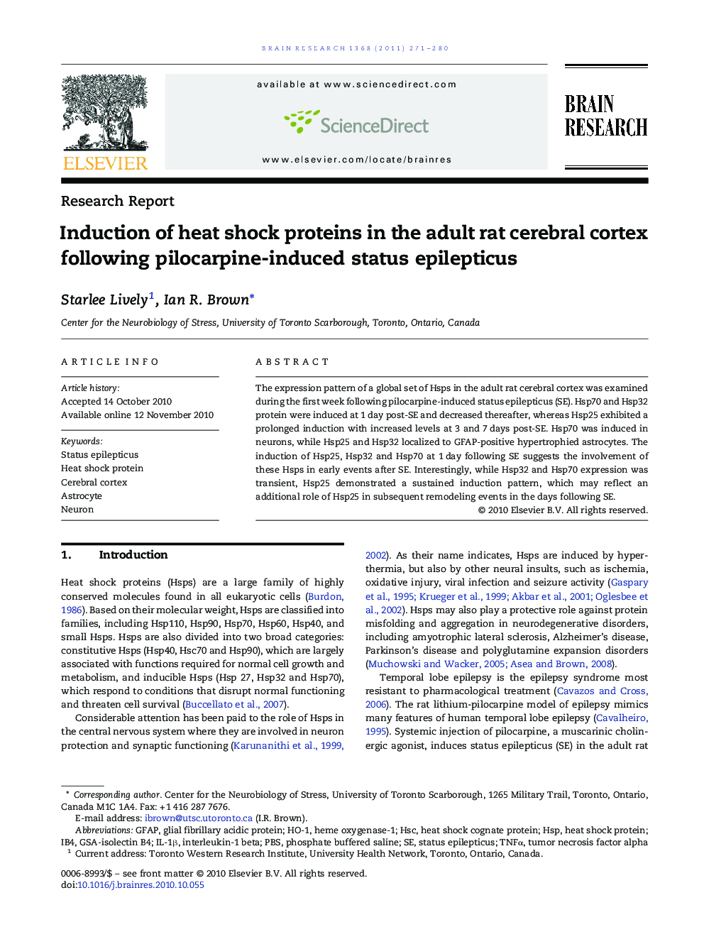 Induction of heat shock proteins in the adult rat cerebral cortex following pilocarpine-induced status epilepticus