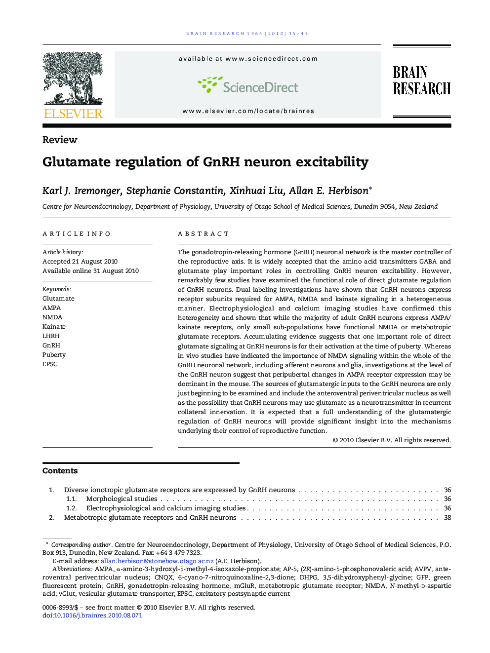 Glutamate regulation of GnRH neuron excitability