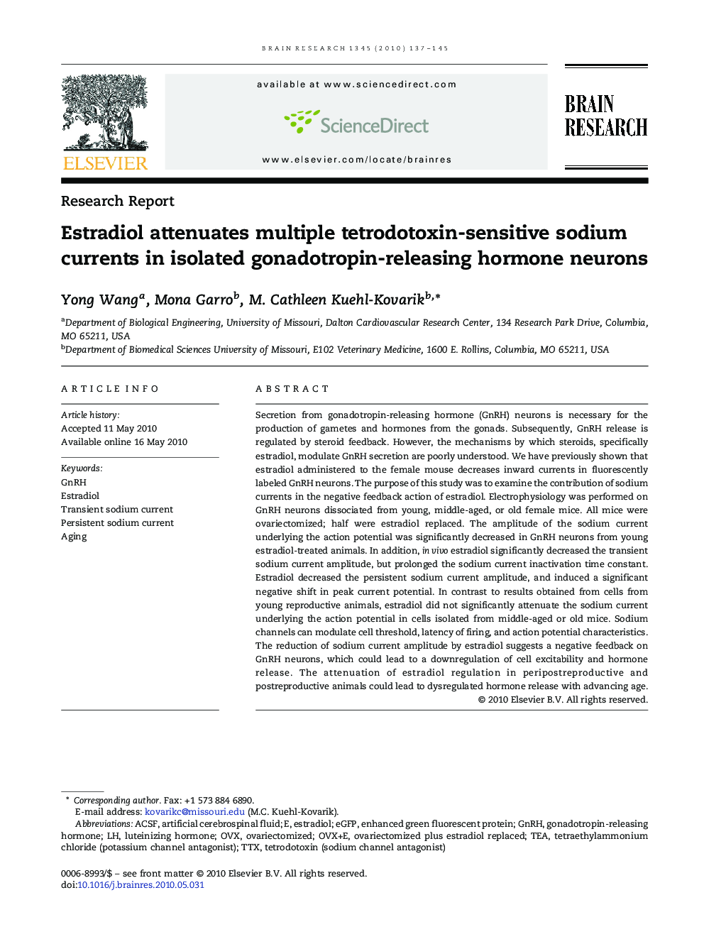 Estradiol attenuates multiple tetrodotoxin-sensitive sodium currents in isolated gonadotropin-releasing hormone neurons