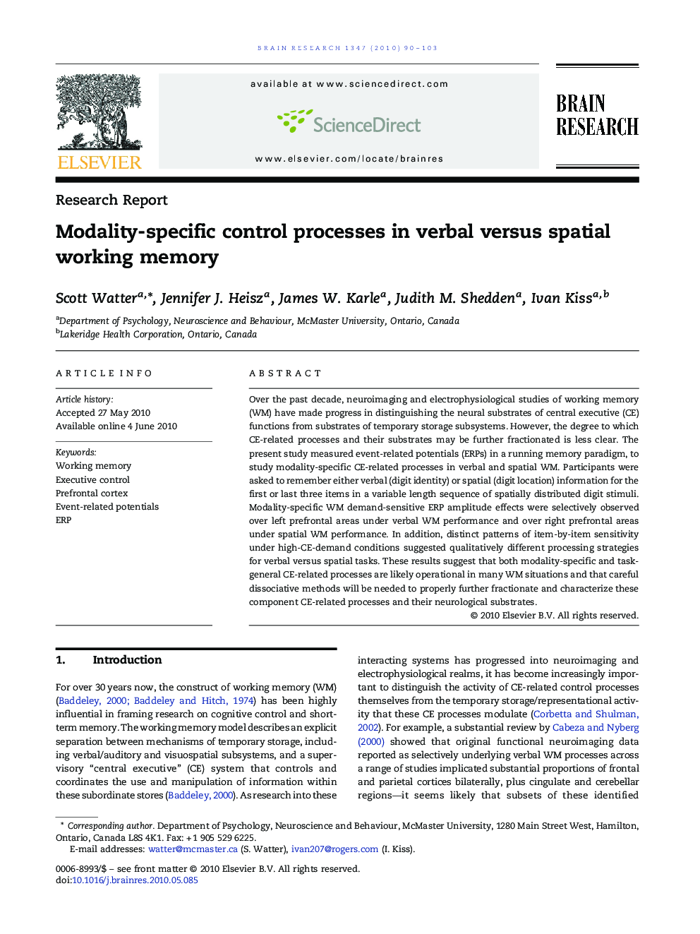 Modality-specific control processes in verbal versus spatial working memory