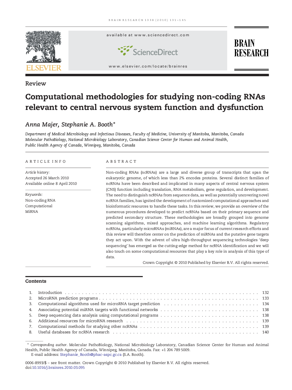 عکس صفحه اول مقاله: Computational methodologies for studying non-coding RNAs relevant to central nervous system function and dysfunction Computational methodologies for studying non-coding RNAs relevant to central nervous system function and dysfunction