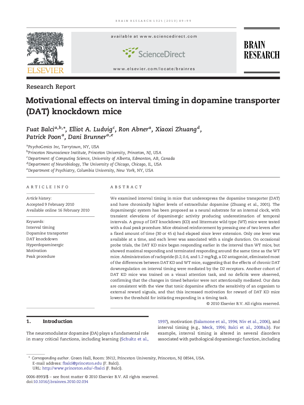 Motivational effects on interval timing in dopamine transporter (DAT) knockdown mice