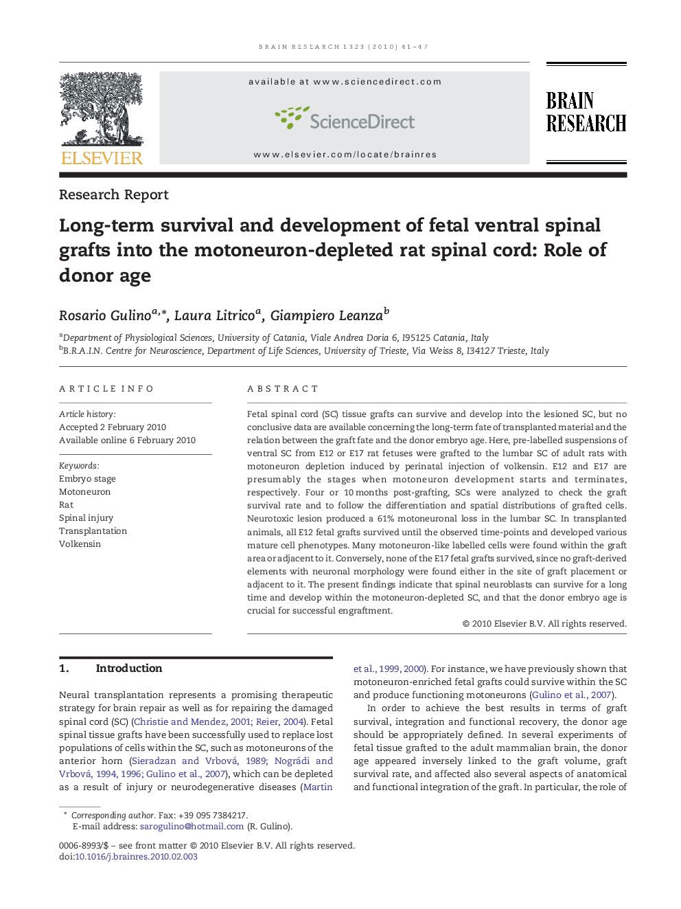 Long-term survival and development of fetal ventral spinal grafts into the motoneuron-depleted rat spinal cord: Role of donor age