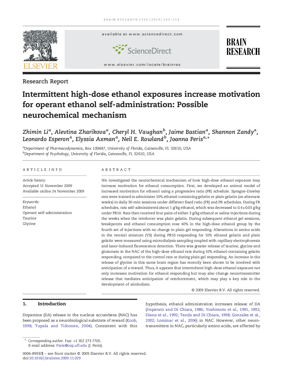 Intermittent high-dose ethanol exposures increase motivation for operant ethanol self-administration: Possible neurochemical mechanism