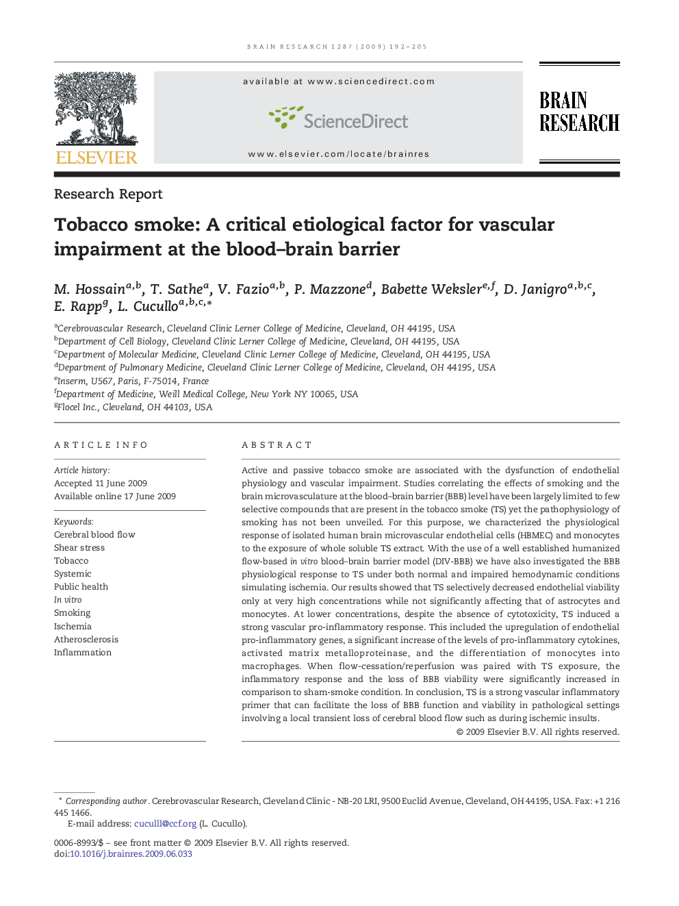 Tobacco smoke: A critical etiological factor for vascular impairment at the blood–brain barrier