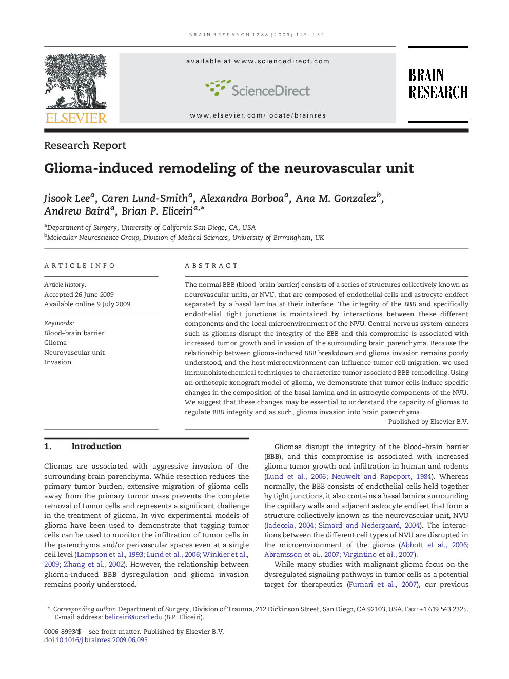 Glioma-induced remodeling of the neurovascular unit