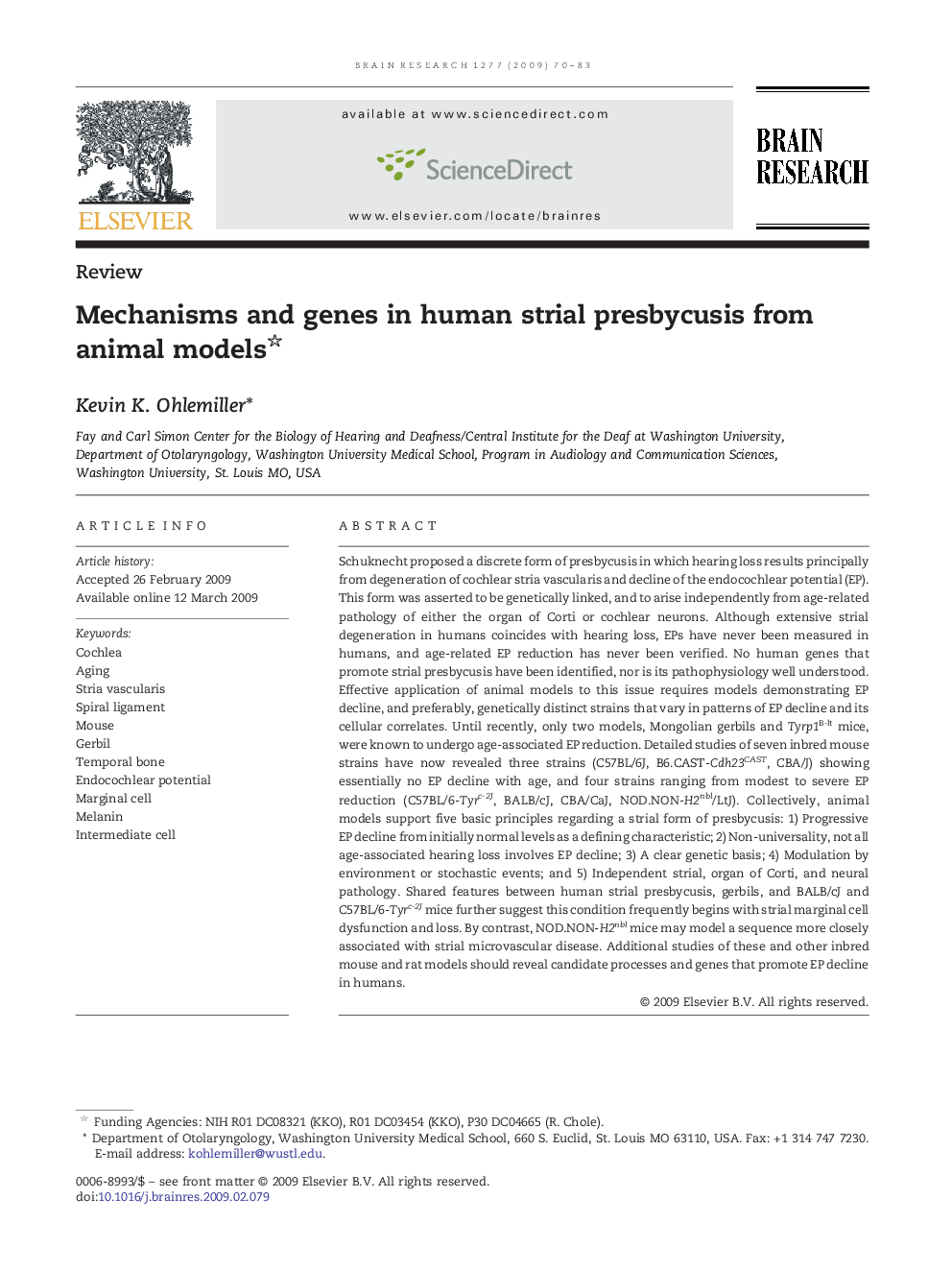 Mechanisms and genes in human strial presbycusis from animal models 