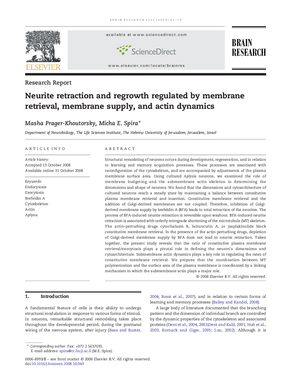 Neurite retraction and regrowth regulated by membrane retrieval, membrane supply, and actin dynamics