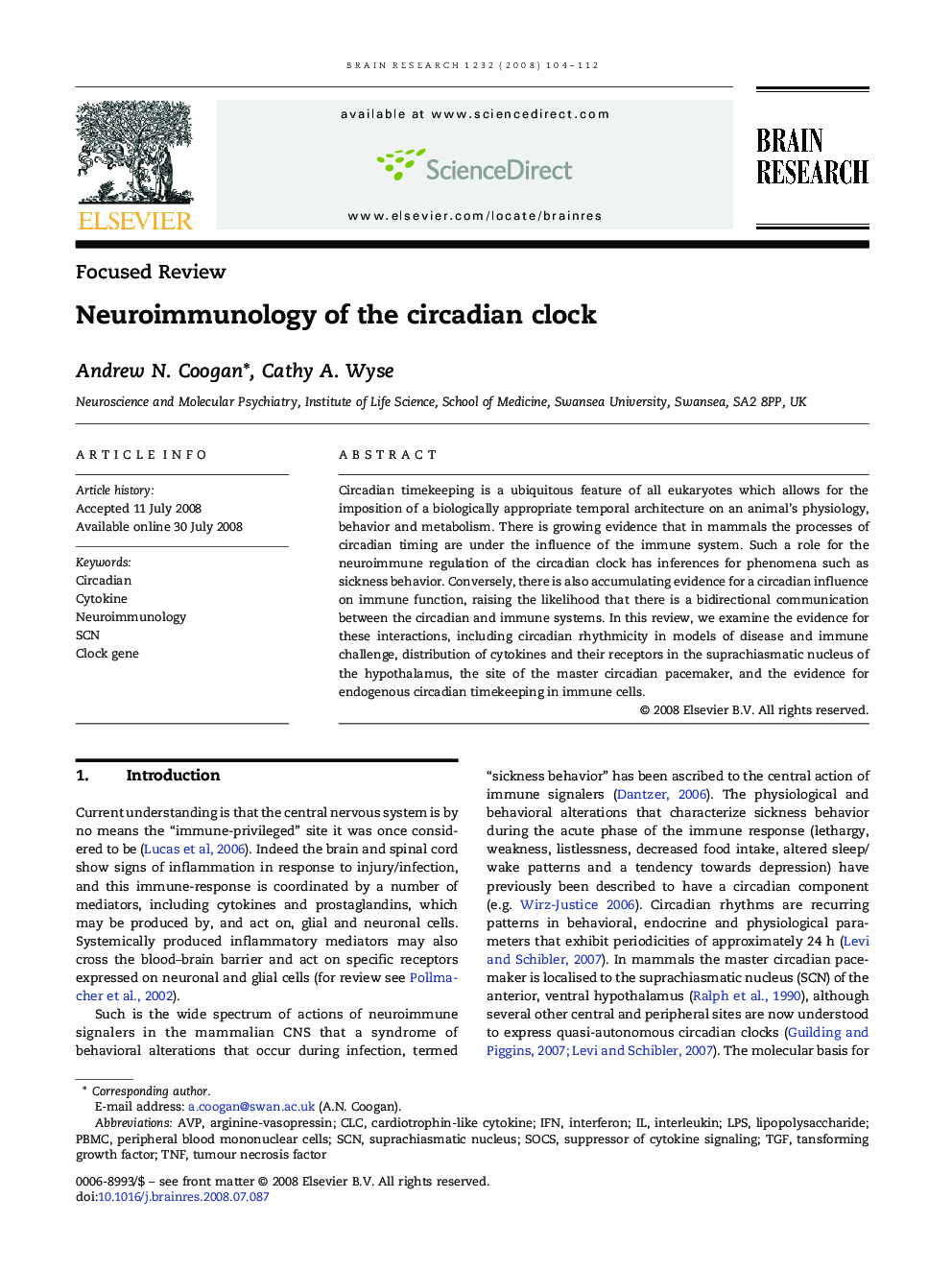 Neuroimmunology of the circadian clock