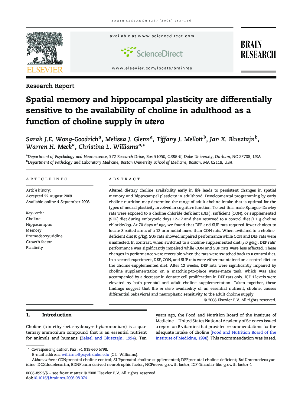 Spatial memory and hippocampal plasticity are differentially sensitive to the availability of choline in adulthood as a function of choline supply in utero