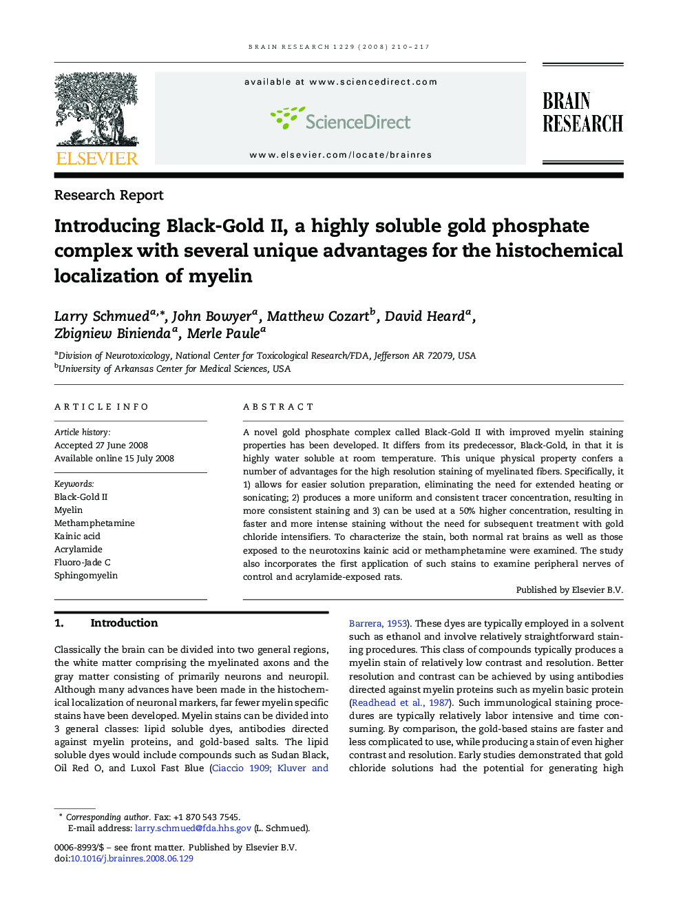 Introducing Black-Gold II, a highly soluble gold phosphate complex with several unique advantages for the histochemical localization of myelin