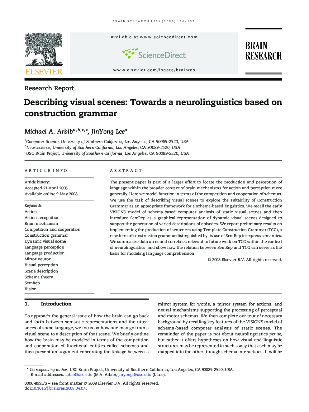 Describing visual scenes: Towards a neurolinguistics based on construction grammar