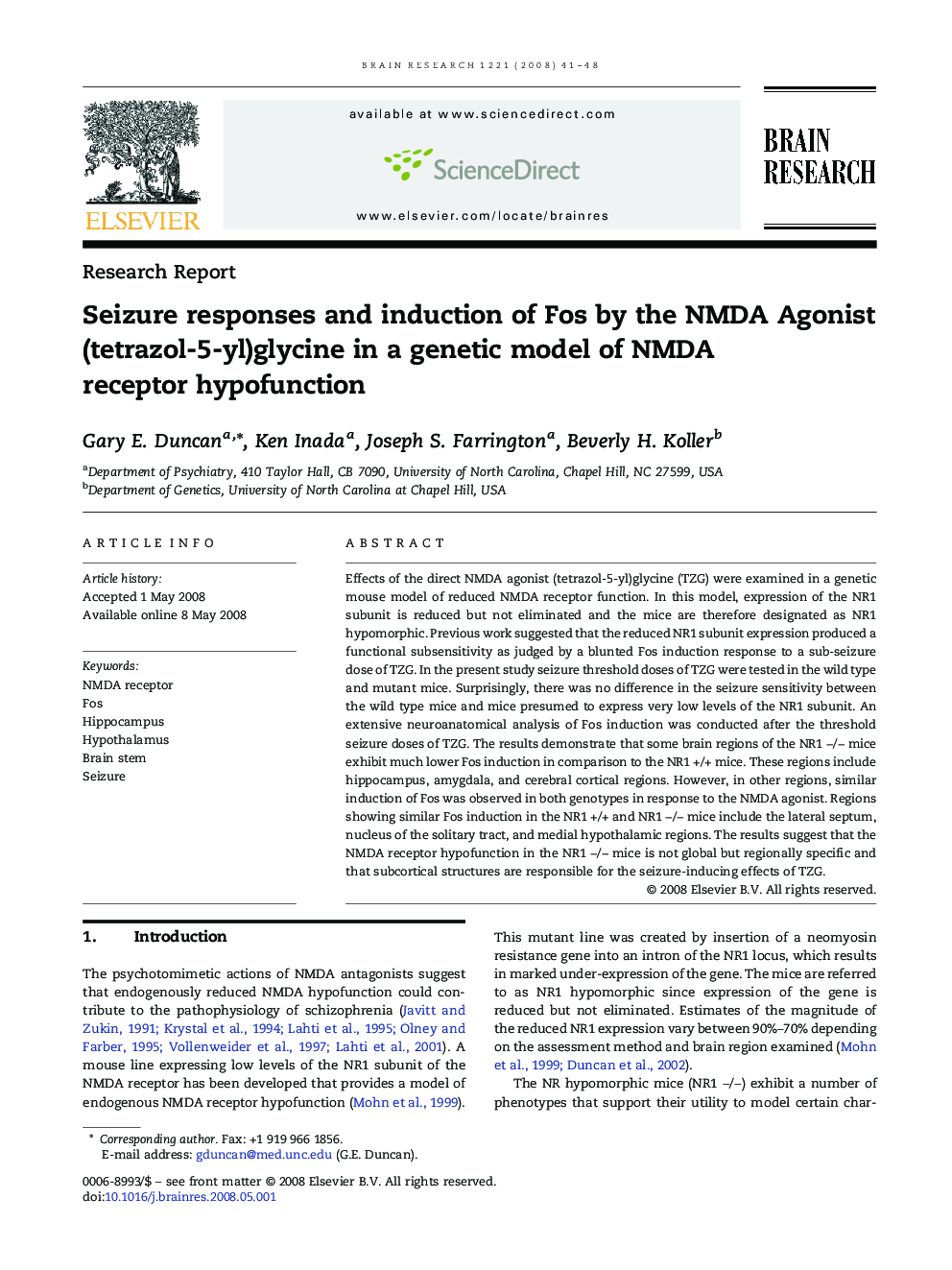 Seizure responses and induction of Fos by the NMDA Agonist (tetrazol-5-yl)glycine in a genetic model of NMDA receptor hypofunction