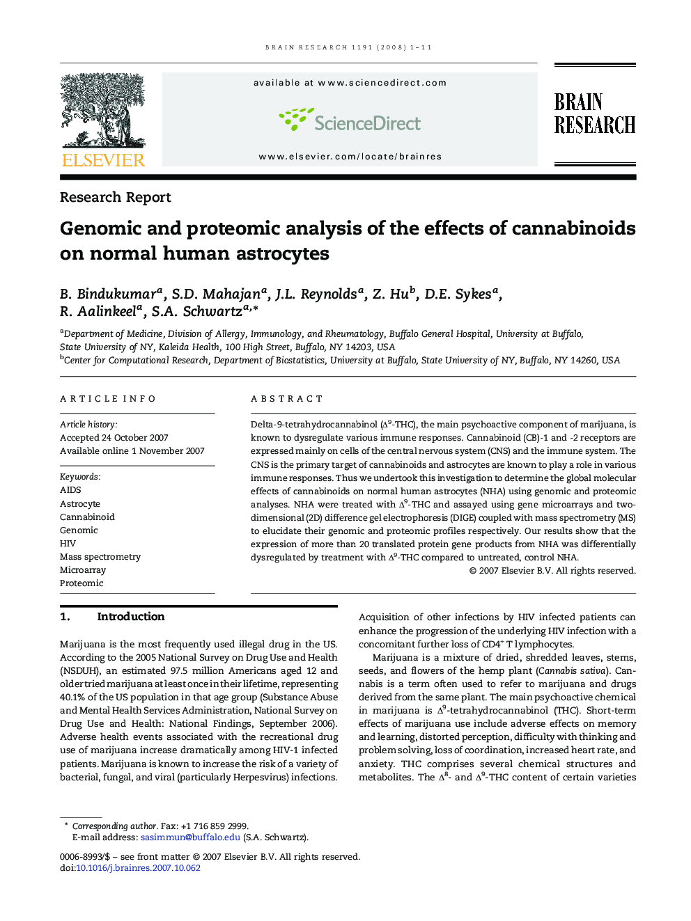 Genomic and proteomic analysis of the effects of cannabinoids on normal human astrocytes