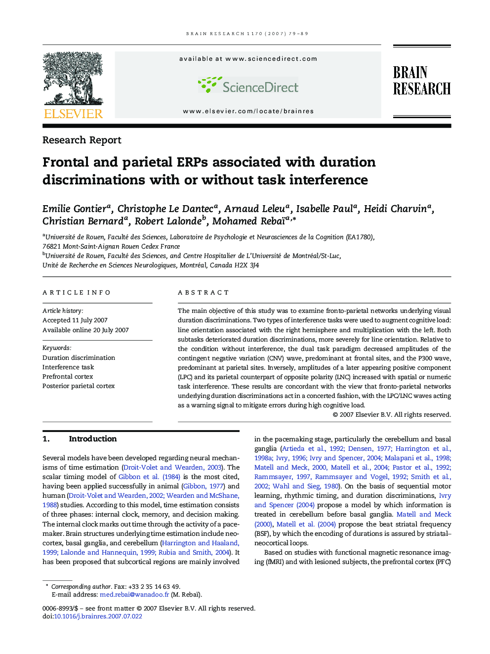 Frontal and parietal ERPs associated with duration discriminations with or without task interference