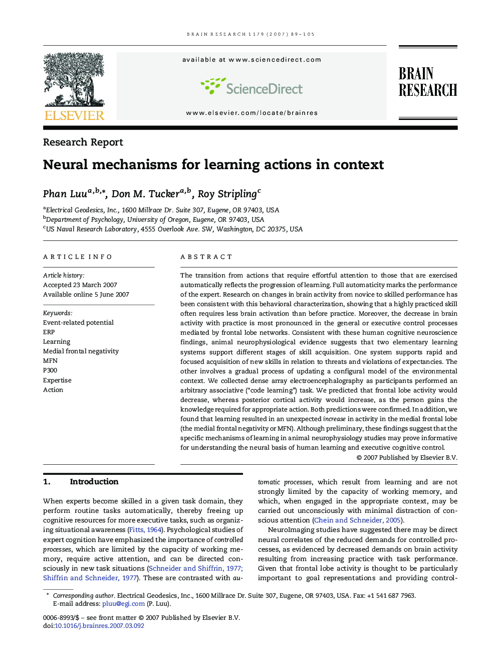 Neural mechanisms for learning actions in context