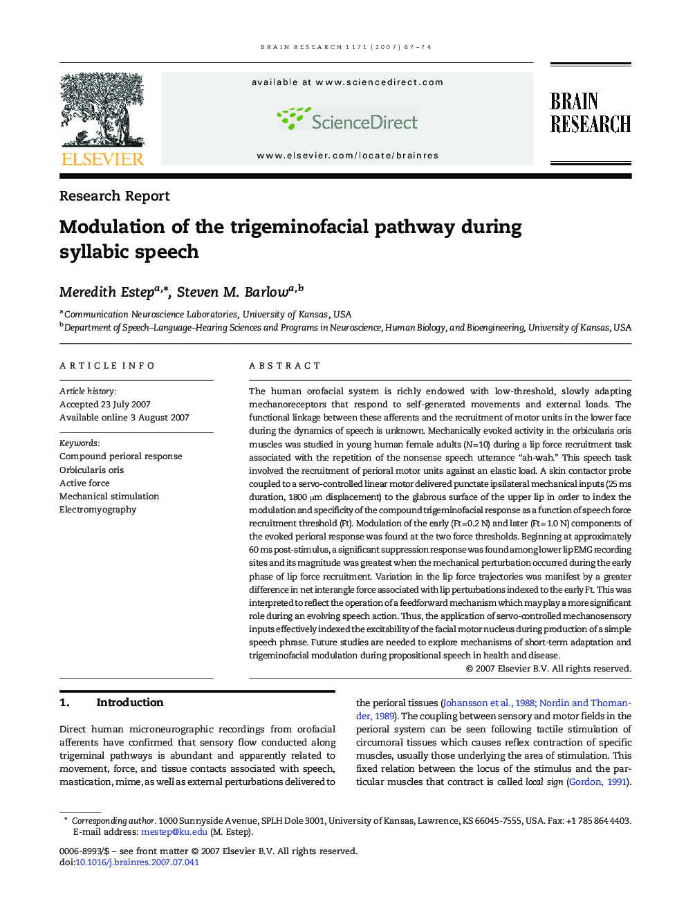 Modulation of the trigeminofacial pathway during syllabic speech