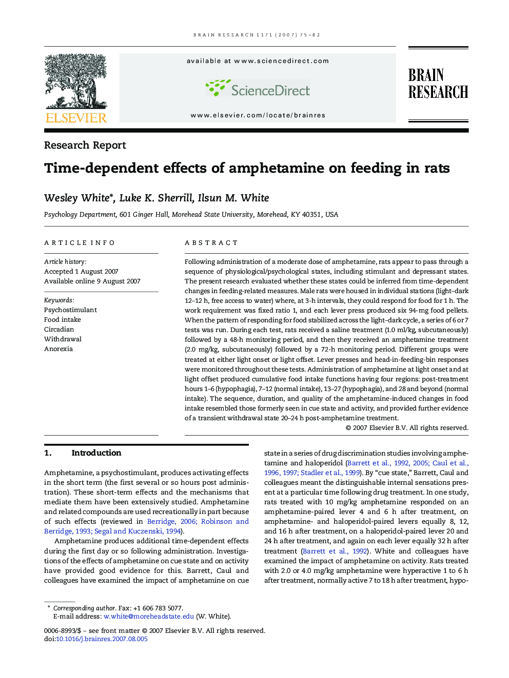 Time-dependent effects of amphetamine on feeding in rats