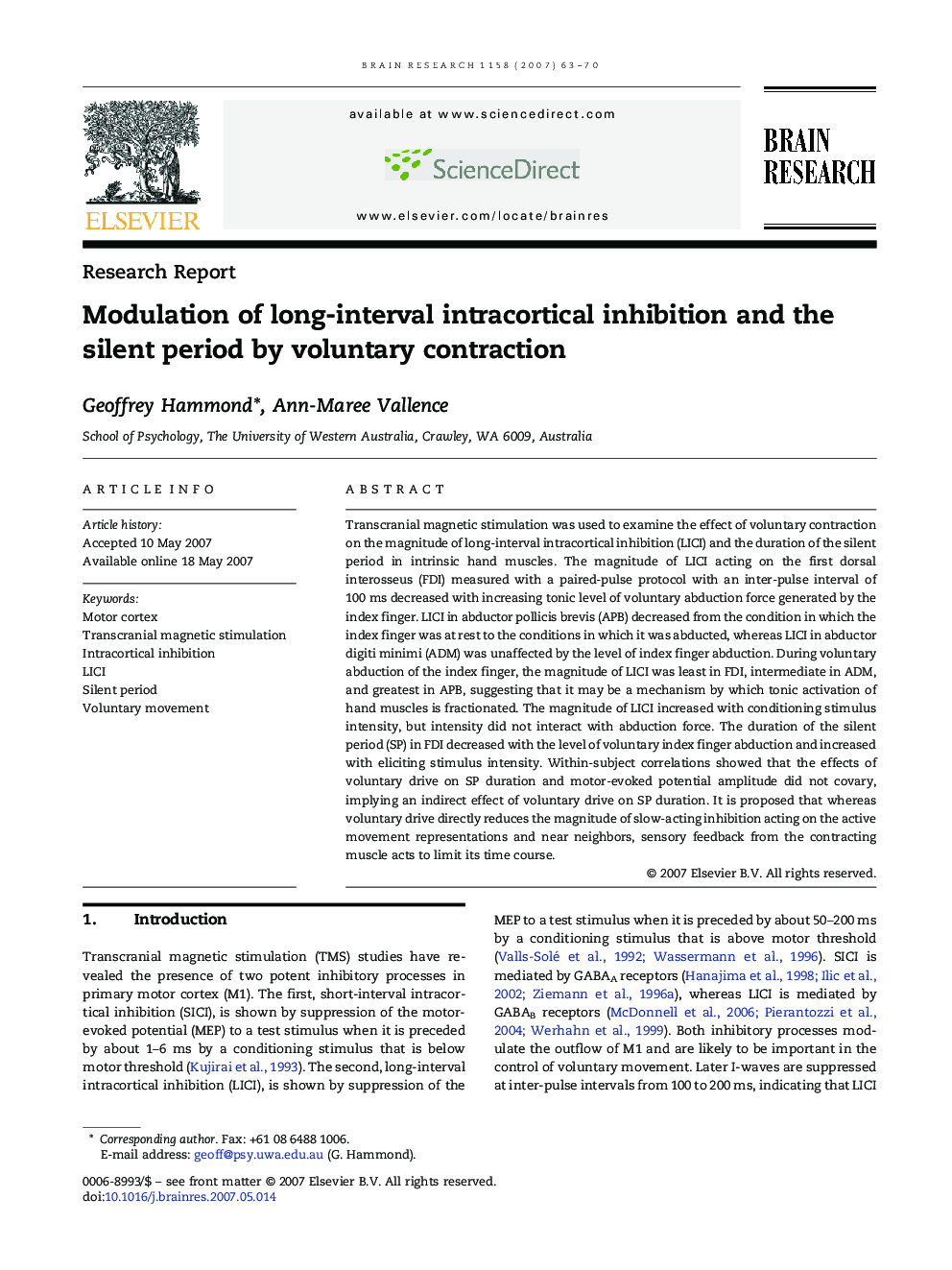 Modulation of long-interval intracortical inhibition and the silent period by voluntary contraction