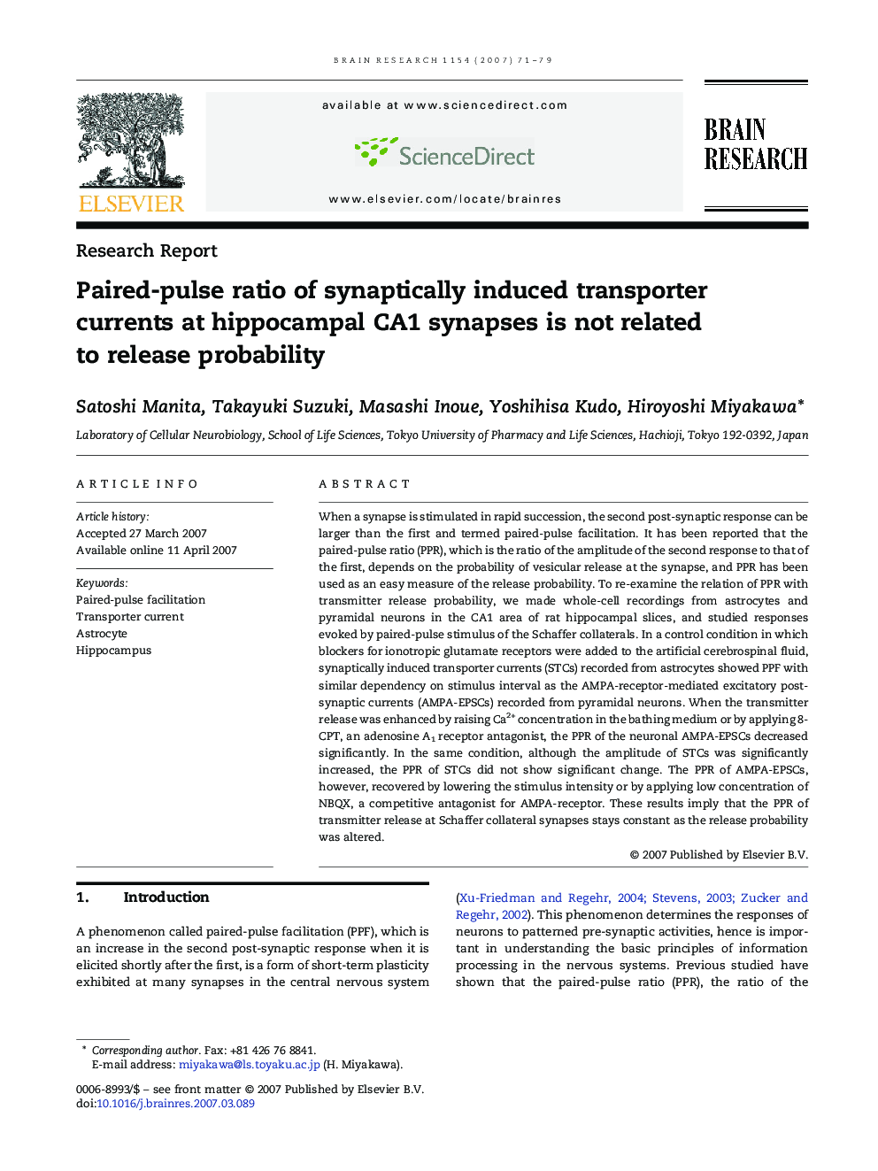 Paired-pulse ratio of synaptically induced transporter currents at hippocampal CA1 synapses is not related to release probability