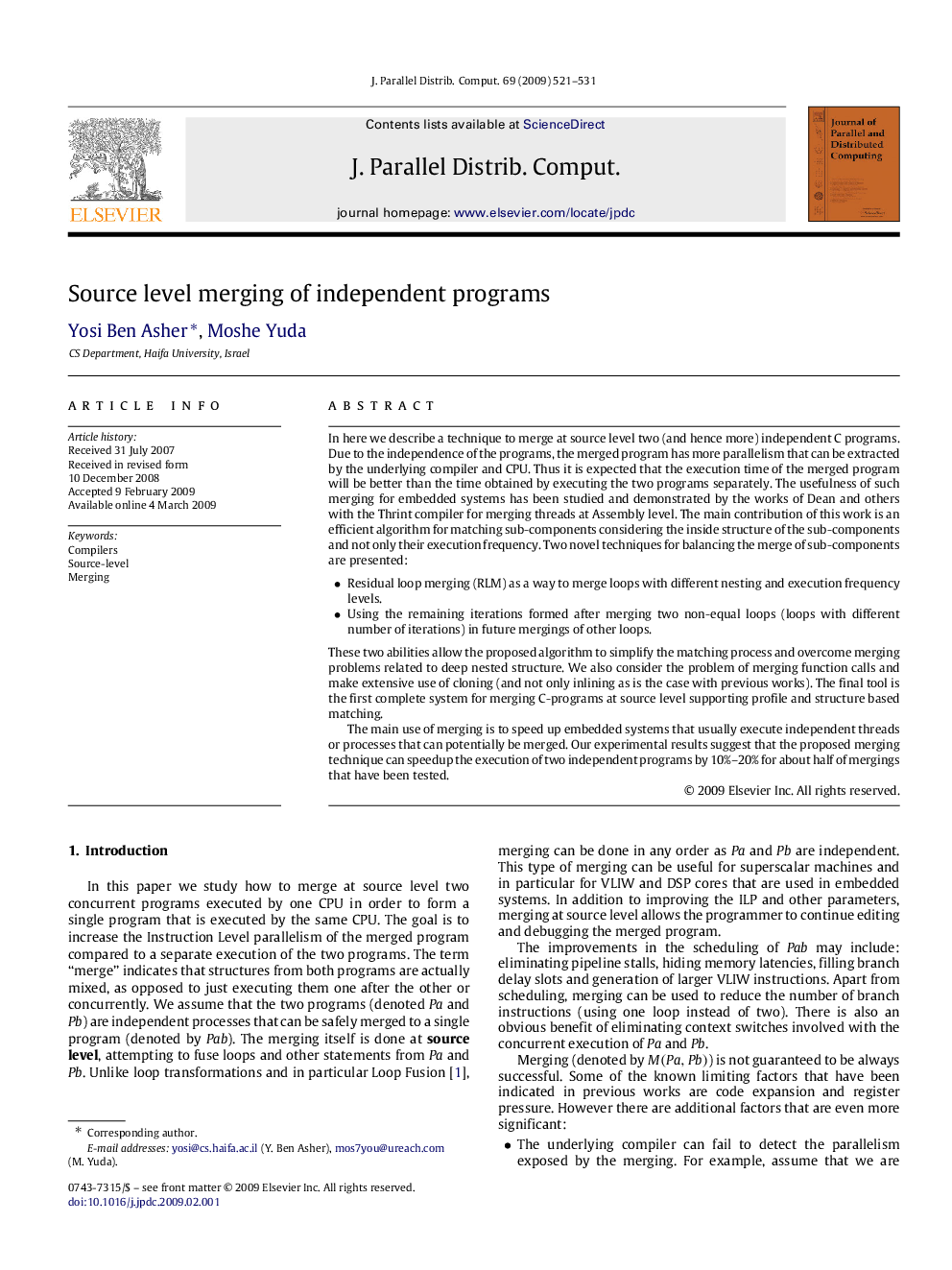 Source level merging of independent programs