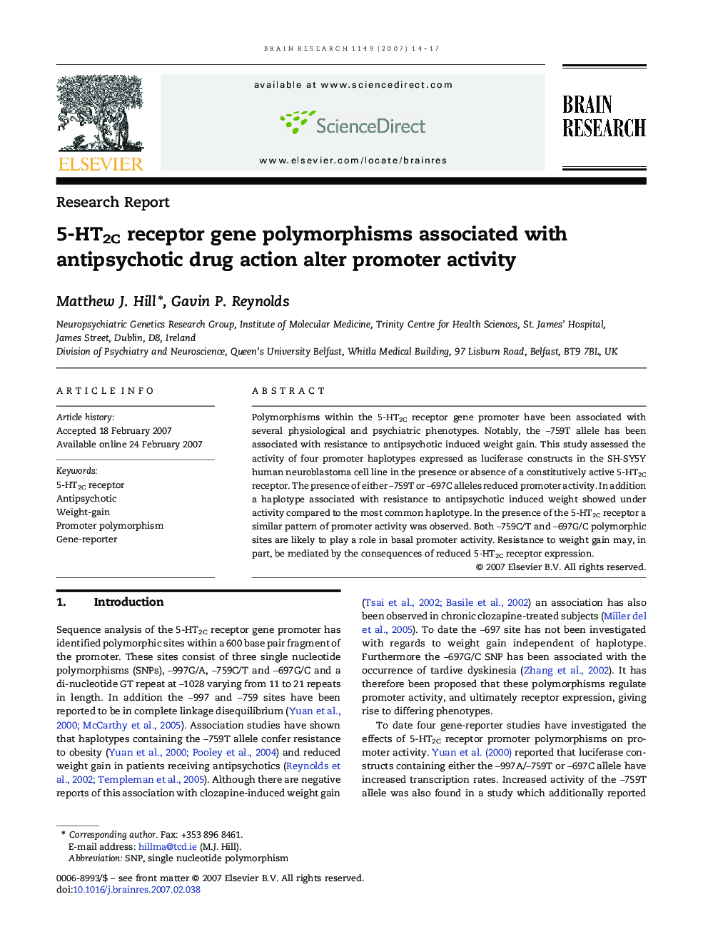 5-HT2C receptor gene polymorphisms associated with antipsychotic drug action alter promoter activity