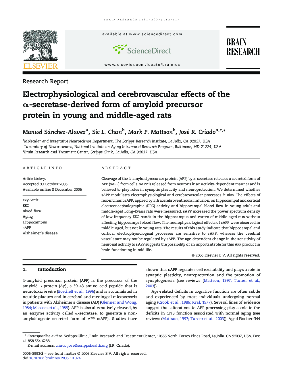 Electrophysiological and cerebrovascular effects of the Î±-secretase-derived form of amyloid precursor protein in young and middle-aged rats