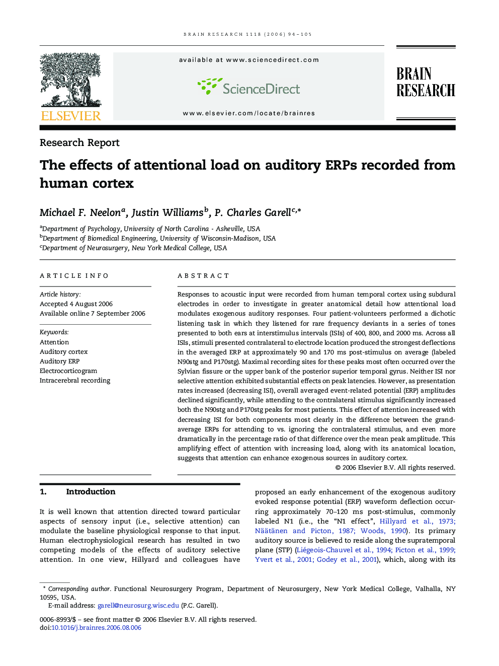 The effects of attentional load on auditory ERPs recorded from human cortex