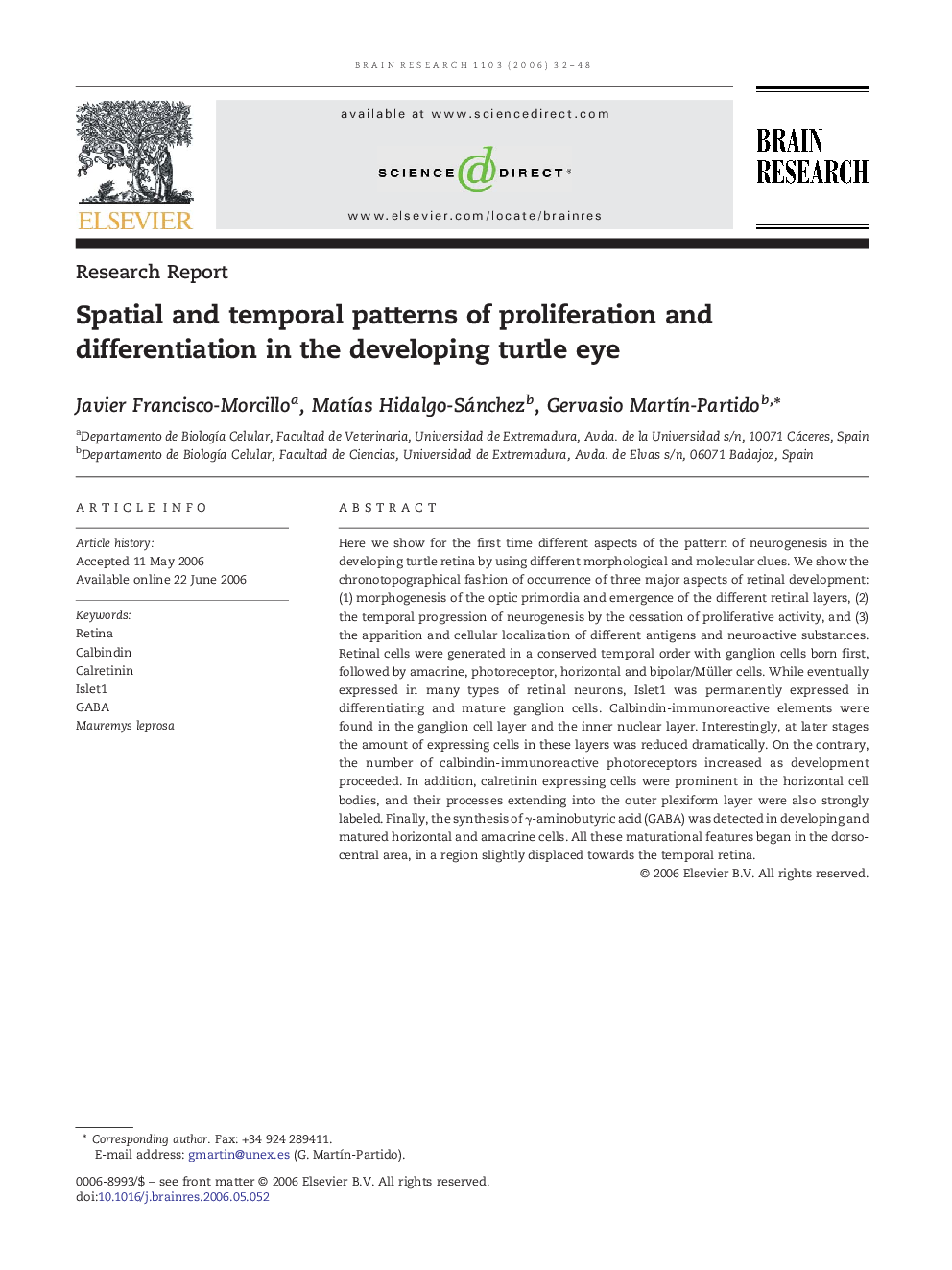 Spatial and temporal patterns of proliferation and differentiation in the developing turtle eye