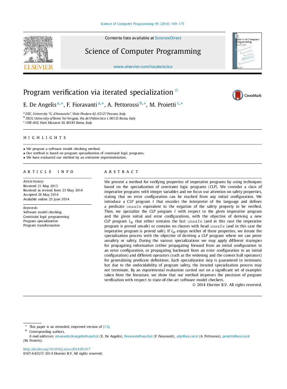 Program verification via iterated specialization 