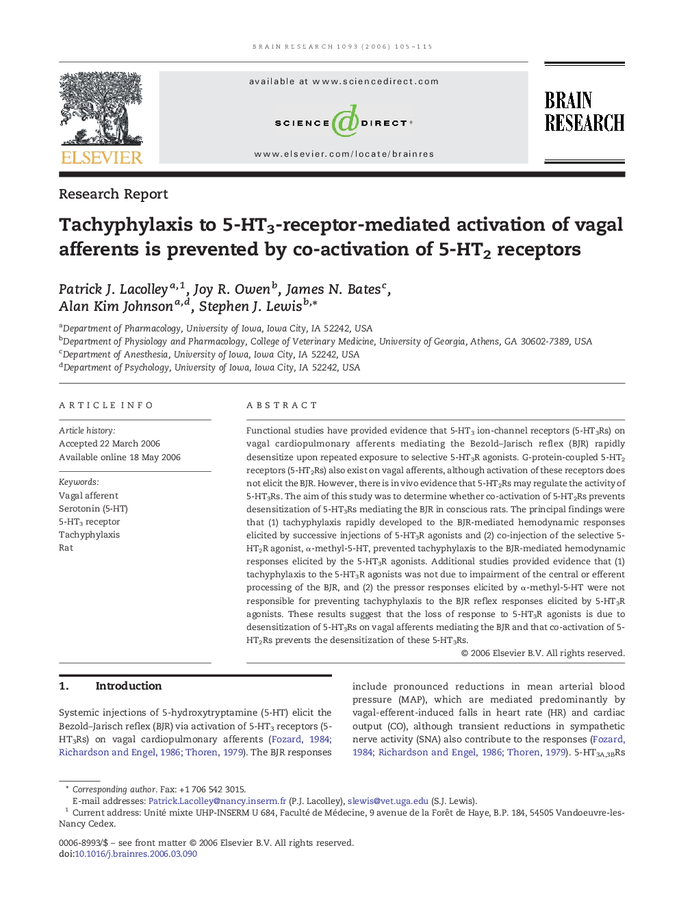 Tachyphylaxis to 5-HT3-receptor-mediated activation of vagal afferents is prevented by co-activation of 5-HT2 receptors