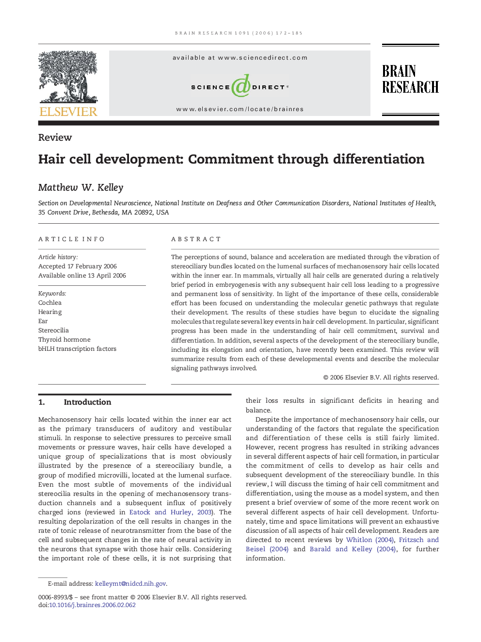 Hair cell development: Commitment through differentiation