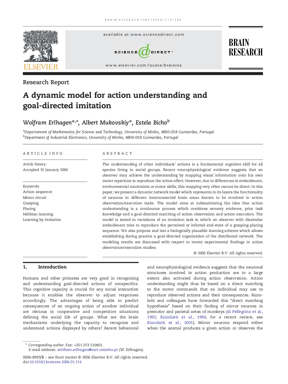 A dynamic model for action understanding and goal-directed imitation